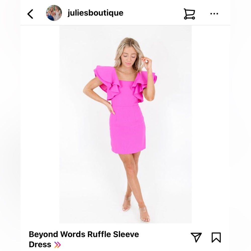 Pink ruffle sleeve dress